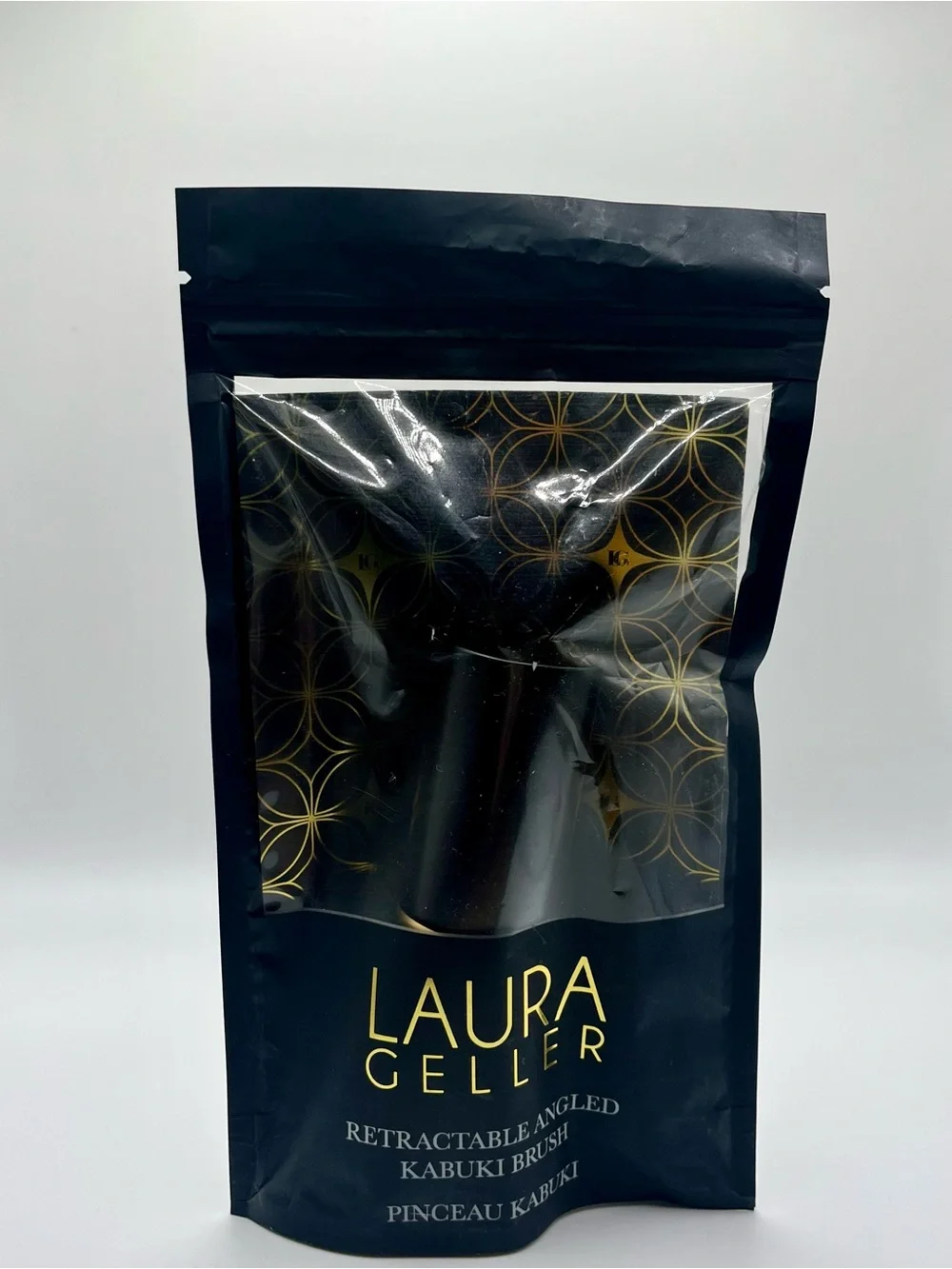 NWT Laura Geller Retractable Angled Kabuki Brush Makeup Black Gold NEW